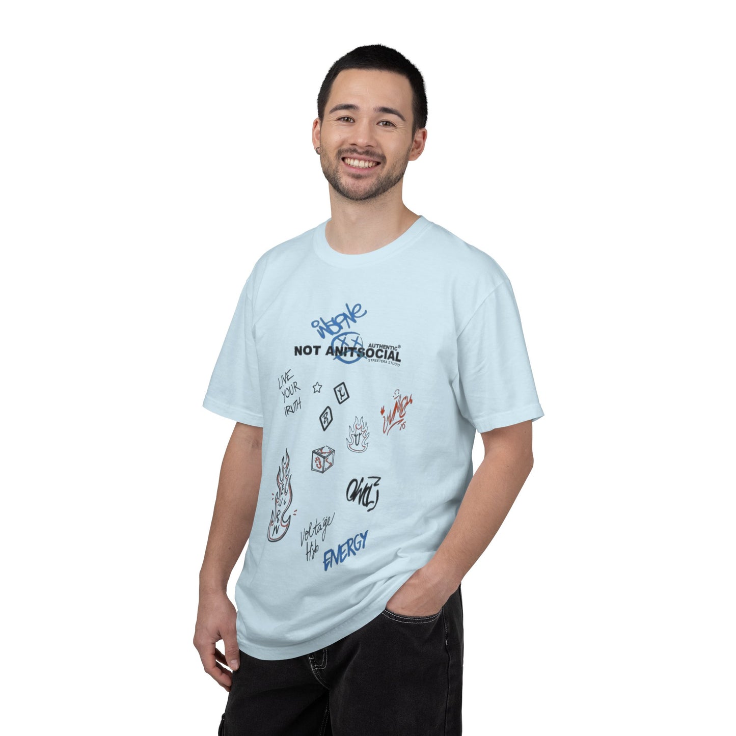 Not Antisocial Graphic T-Shirt — Doodle Sketch Streetwear Tee