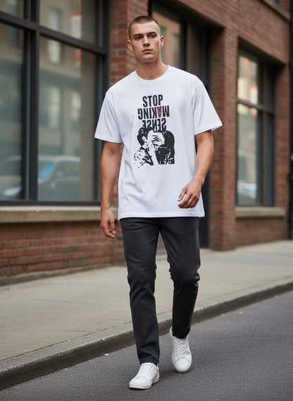 Stop Making Sense T-Shirt | Retro Kiss Silhouette, Band Lyric Tee